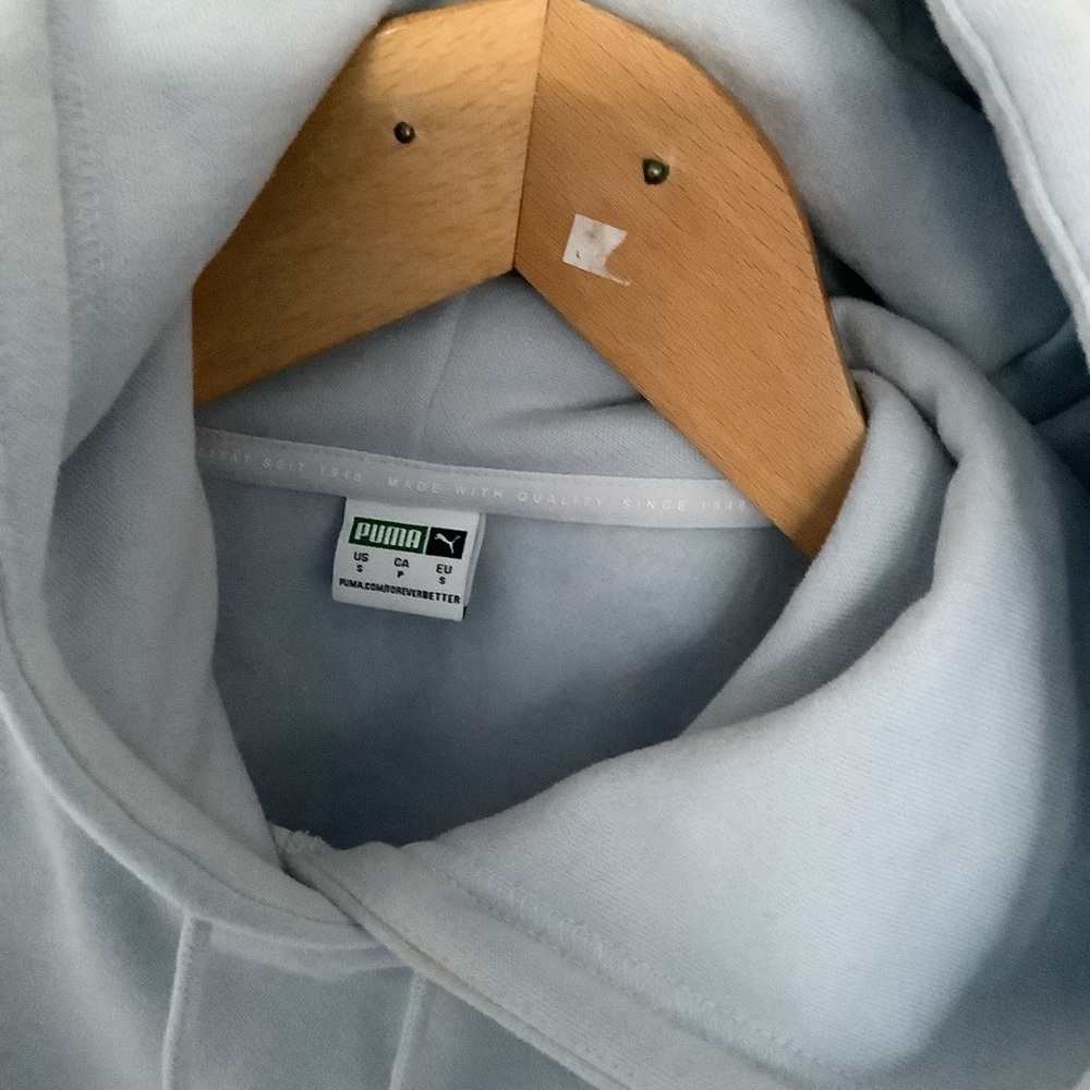 Puma Cropped Hoodie - Size S - Light Blue - Cotton - P2P 18” - Picture 8 of 8